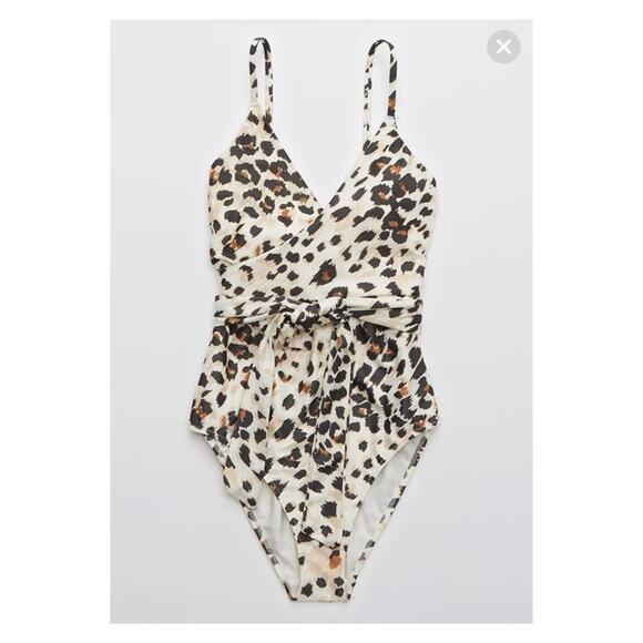 Aerie Leopard Wrap One Piece Swimsuit Sz.XXL - Picture 4 of 14